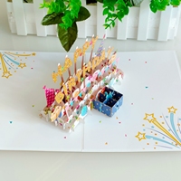 Bir Alana Üç Bedava Doğum Günü Kutlama Hediyesi 3D Pop-up Tebrik Kartları DIY UV Baskılı Mat Laminasyonlu El Yazısı Notu Aile İçin