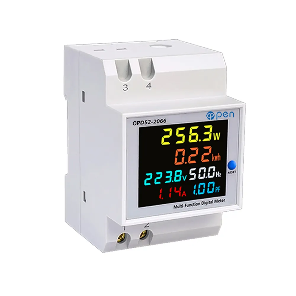 Din Rail AC Monitor Voltage Current Power Factor Active KWH Electric Frequency Meter VOLT AMP 110V 220V 380V 100A