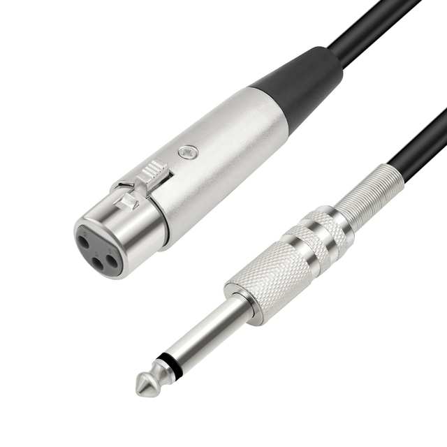 Mono 6.35mm TS Male to 3-Pin XLR Female Cable, 1/4" to XLR Audio Cord for Mixers & Microphones