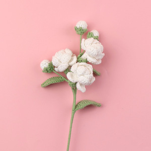 Fleur <span class=keywords><strong>de</strong></span> <span class=keywords><strong>jasmin</strong></span> éternelle en crochet fait main, branche unique, cadeau pour la Fête des Enseignants, la Saint-Valentin, la Journée des Filles, ou pour une déclaration d'amour - Product Image 3