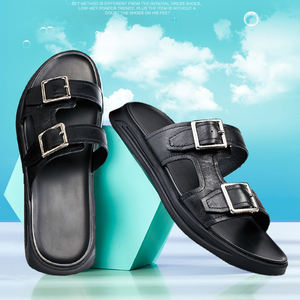 <span class=keywords><strong>Chanclas</strong></span> de cuero genuino <span class=keywords><strong>para</strong></span> <span class=keywords><strong>hombre</strong></span>, sandalias de playa de verano personalizadas, suela blanda antideslizante, zapatillas de medio vestido de moda, Invierno - Product Image 6