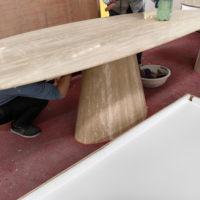 Newstar Table de meubles en pierre de salle à manger moderne simple Table à manger en travertin beige Table en marbre