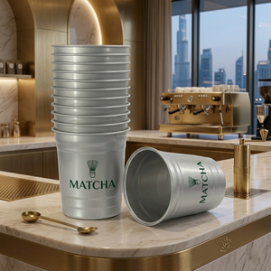 Disposable Eco-Friendly Recyclable Matcha Aluminum Drink Cups Custom Logo Print Leak Proof Food Grade Metal for Tea Coffee Party - Product Image 3