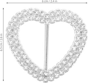 Pièces. Boucles Cœur en Strass à Trois Barres Coulissantes pour Rubans, Ceintures et Foulards – Attaches Métalliques Scintillantes pour Robes de Mariée - Product Image 2