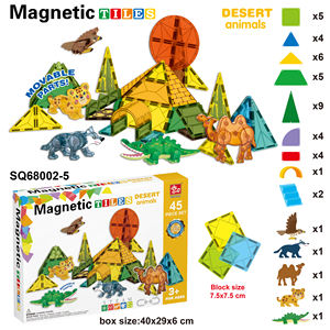 Ensemble de jouets dinosaures à aimants puissants, blocs magnétiques en plastique imprimés multicolores, coffret cadeau éducatif, tuiles de <span class=keywords><strong>construction</strong></span> pour zoo - Product Image 5