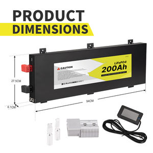 超薄轻质6,000循环12v 200ah Lifepo4锂电池内置BMS，适用于房车卡拉纳野营 - Product Image 6