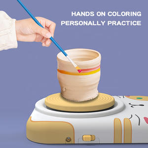 MILI Arts Crafts DIY juguetes eléctricos pintados a mano herramienta de arcilla dibujos animados mascota 9 Uds rueda de cerámica colorida que hace la máquina para niños - Product Image 5