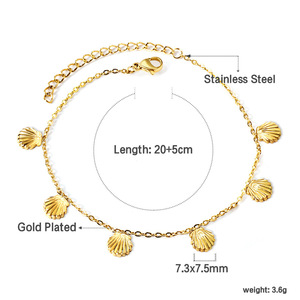 Stainless Steel Shell <b>Anklet</b> <b>Gold</b> Silver Women's Foot Ornament Jewelry Fashion Accessory - Product Image 4