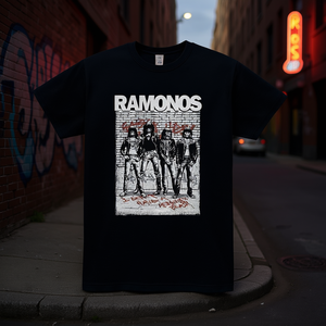 เสื้อยืดสีดำลายกราฟิก Ramonos สำหรับผู้ชาย สวมใส่สบายๆ - Product Image 3