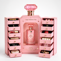 Boîte de calendrier de l'avent personnalisée en forme de flacon de parfum de luxe, compte à rebours de 14 jours, emballage cadeau pour la Saint-Valentin, boîte de rangement pour cosmétiques et bijoux