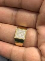 Bague pour homme Duyizhao plaquée or 14 carats avec pierres CZ style dollar, bague massive pour homme