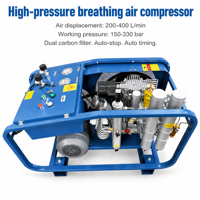 Compresseur d'air portable haute pression à moteur à piston refroidi par air 300 bars 4500 psi pour plongée sous-marine SCBA et lutte contre les incendies