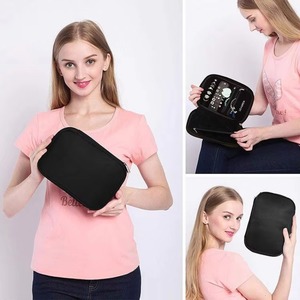 Étui de rangement pour bijoux de voyage, fabriqué en usine BSCI, avec pochette amovible et accessoires, dans une boîte cadeau (V1B Noir) - Product Image 3
