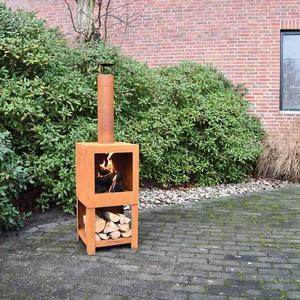 Nueva tendencia Premium Garden Burner Pizza Horno Rust Color Chimeneas al aire libre con almacenamiento de madera - Product Image 6