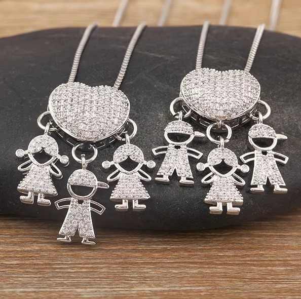 QIKU Bling Bling Boy Dad Pendant Charm Necklace Trendy Gift