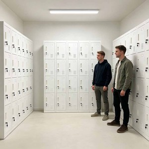 Armoire de rangement métallique gris clair à 12 portes avec serrure à clé, casier de travail, casier de vestiaire, casier pour employés - Product Image 1