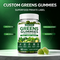 Gummies de légumes verts à marque privée, formule personnalisée, superaliments, vitamines, minéraux, mélange de fruits et légumes, supplément en gommes, OEM ODM en vrac