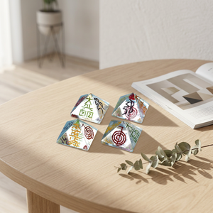 Pirámide Portátil de Piedras Preciosas, Set Decorativo Hecho a Mano con Símbolos Grabados, Decoración para el Hogar, Arte Curativo de la Nueva Era, Coleccionable, Reiki Usui - Product Image 4