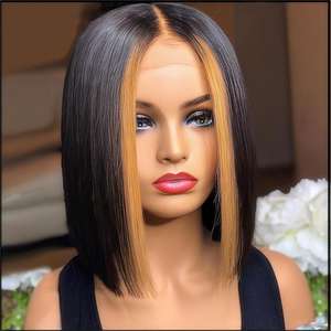 12A Double Dessiné Sans Colle Brésilien Raw Humain 5x5 Transparent HD Dentelle Fermeture Court <span class=keywords><strong>Bob</strong></span> Highlight 1b/27 #5x5 Frontal 4C Droit - Product Image 1