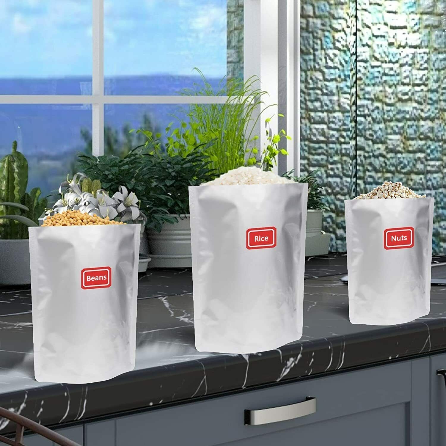 Stand-Up Resealable Heat Seal Bags Frosted Silver Foil Sealed Bags
