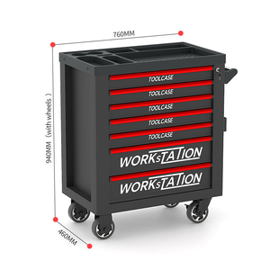 Chariot à outils robuste à 7 tiroirs, verrouillable avec roues, idéal pour les garages et les ateliers de réparation - Product Image 2
