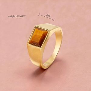 Anello da Uomo in Acciaio al Titanio con Occhio di Tigre, Personalizzato, Impermeabile ed Elegante - Product Image 6