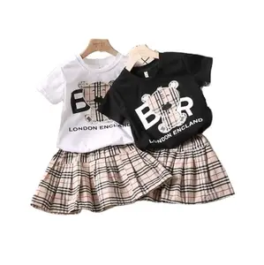 2022 Kleine Beer Peuter Zomer Twee Stukken Set Baby Luxe Boutique Kinderkleding Meisjes Jurken Set