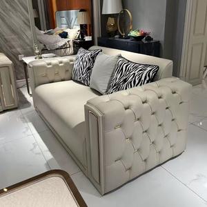 Sofá de cuero de lujo ligero de estilo italiano, combinación de sala de estar, Villa, sofá de sala de estar de gama alta, conjunto de muebles - Product Image 3