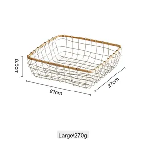 ตะกร้าสานลวดสี่เหลี่ยมสไตล์วินเทจสไตล์นอร์ดิกที่จัดบ้านสำหรับขนมปังขนมผลไม้ของจิปาถะ - Product Image 6