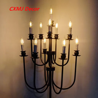 Grand chandelier en métal noir à 11 têtes pour décoration de mariage, centres de table, décoration de maison et de fête