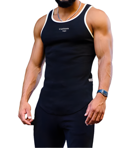 Camiseta sin mangas transpirable para hombre, personalizada al por mayor, para entrenamiento muscular, gimnasio, fitness, poliéster/algodón Oushen - Product Image 1