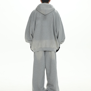 Sudadera con Capucha Oversize Unisex de Felpa Francesa 100% Algodón Gris Personalizada con Cremallera, Estampada y Bordada, de Alta Calidad al por Mayor - Product Image 6