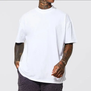 T-shirt pour homme à col montant, grande taille, 100% coton, poids lourd, luxe, épaules tombantes, t-shirt vierge pour homme, qualité supérieure, personnalisable par le fournisseur - Product Image 3