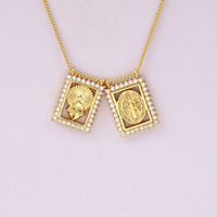 Nz1689 Collier Scapulaire Délicat Plaqué Or 18 carats avec Zirconium Cubique, Collier Marie, Médaille Miraculeuse, Bijou Religieux Catholique