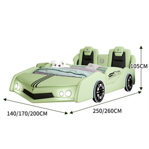 Cama Infantil Moderna de Lujo Ligero con Forma de Coche Blanco, con Almacenamiento, Tapizada en Cuero, con Barandillas de Seguridad y Diseño de Dibujos Animados - Product Image 2