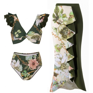 Traje de Baño Retro de Alta Calidad, Personalizado, de Dos Piezas, con Top de Un Hombro, para Mujer, Hecho de Spandex/Nylon - Product Image 2