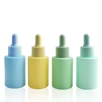 Zarif kozmetik serum cam şişeler 1oz 30ml pastel renk buzlu mavi cam damlalık pipet şişeleri 20ml 40ml 50ml 60ml 100ml