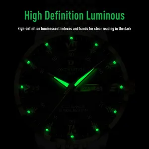 R ONTHEEDGE Luxury Rome Face Men's Quartz Wristwatch Waterproof Luminous Business Men Watch With Stainless Steel Dual Calendar