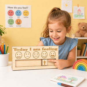 Customizable Emotion Checker Wooden Art Craft Personalized Laser Cut <b>Ornament</b> for Kids Educational Display and Classroom Decor - Product Image 4