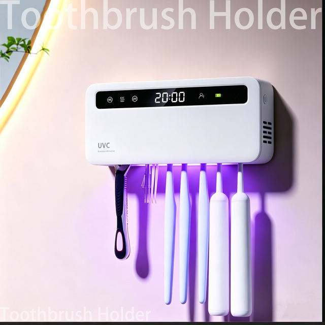 UV Toothbrush Sanitizer Wall-Mounted Holder USB Type-C Charging ABS Material Sterilization Air Drying 9000mAh Battery Toothbrush