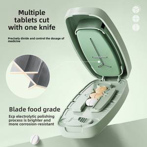 1/4 1/3 1/2 ポータブルトラベルピルタブレットカッタースプリッターホルダー薬箱、ステンレス鋼ブレードクラッシャーとグラインダー付き - Product Image 5