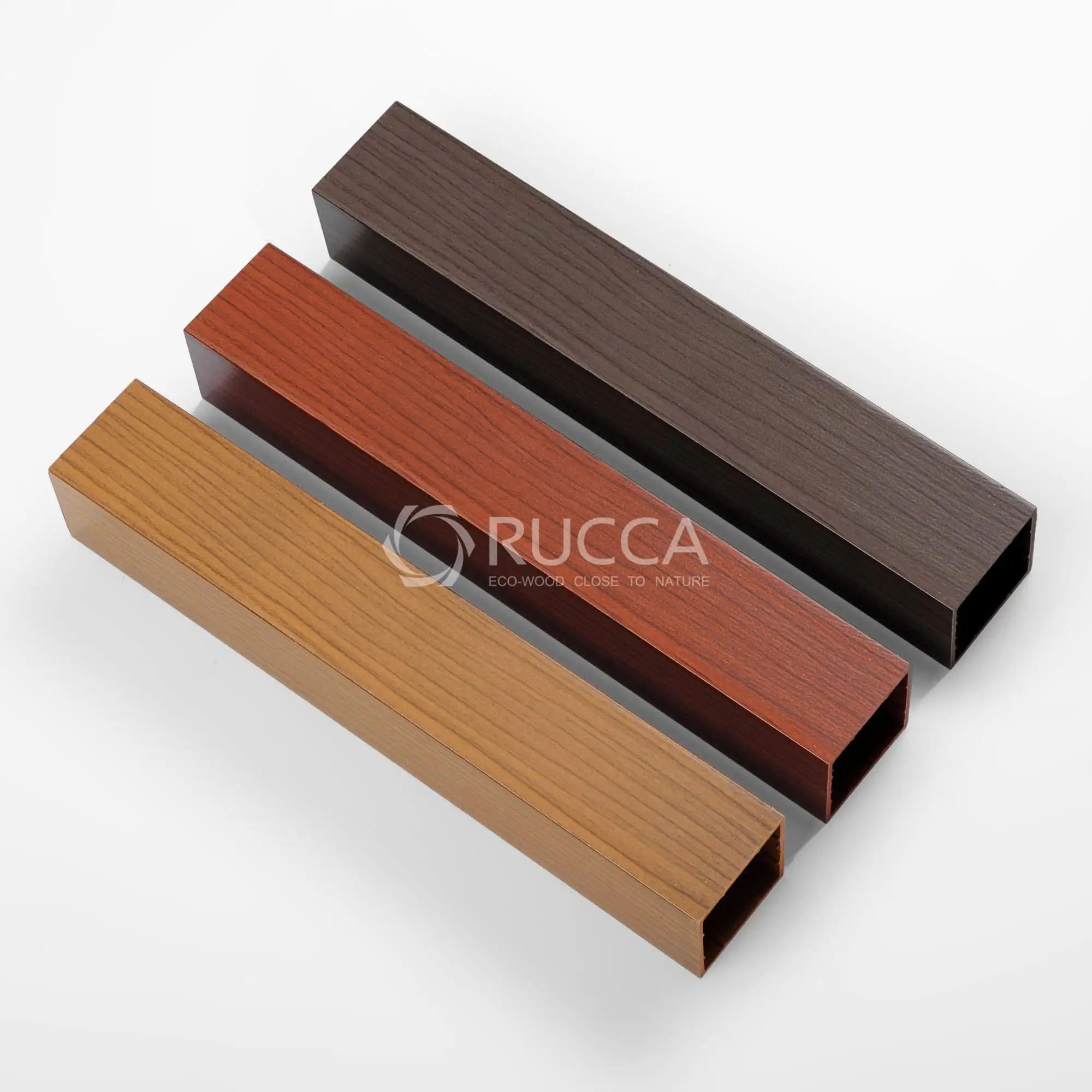 Rucca-Sección hueca cuadrada Rectangular, compuesto de madera y plástico, PVC, con el precio más bajo, 50x50mm