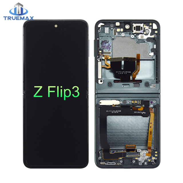 Pantalla Para Telefono Cheap for samsung galaxy Z Flip 3 Filp Flip3 Purple Screen Replacement Lcd Ecran Display Combo Con Marco