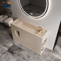 ZGSTONE Évier autoportant en pierre frittée pour extérieur, avec vasque intégrée sur piédestal et plan de travail, pour jardin de villa