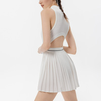 Aoyema-Jupe plissée pour femmes, nouveau style, avec short, à l'intérieur, athlétique, respirant, séchage rapide, décolleté en V, demi-zip, robe de golf pickleball