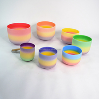 Vente en gros d'usine, ensemble de bols chantants en cristal arc-en-ciel 432 Hz, thérapie sonore, appareil de guérison énergétique pour la méditation, produits en quartz
