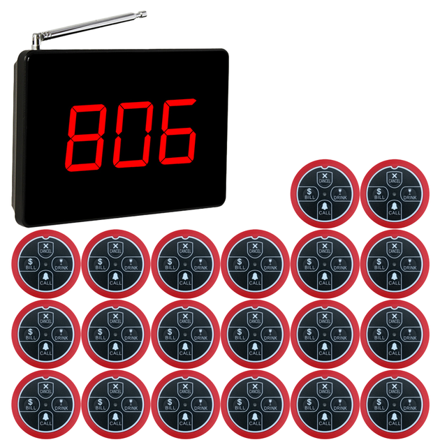 Ycall 433.92MHz Wireless Waiter Call Paging System with 100m Range for Restaurants Waiter Call Electronic Ring Bell Wireless