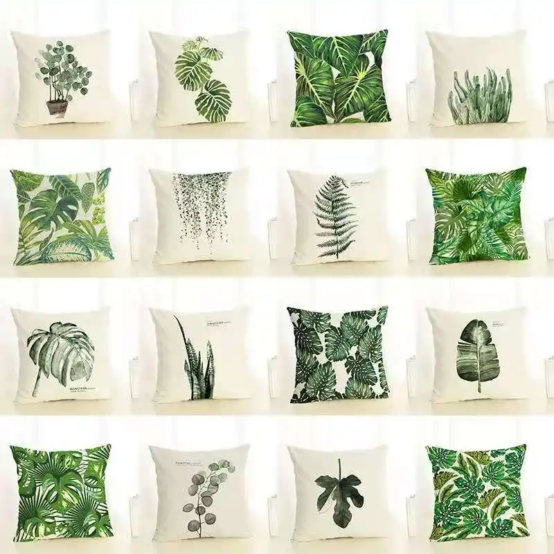نبات استوائي ورقة موز الديكور الأخضر غطاء أريكة مخصص الديكور وسادة غطاء المنزل الديكور وسادة