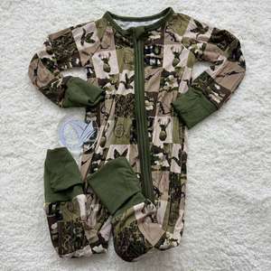 OEM Toptan Çocuk Unisex Sonbahar Rastgele Batı Baskılı Bambu Uzun Kollu Çift Fermuarlı Tulum Bebekler ve Yürümeye Başlayan Çocuklar İçin Günlük - Product Image 6