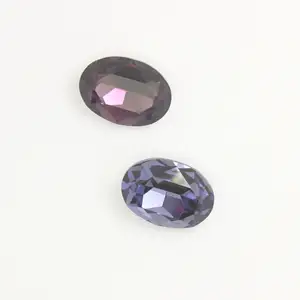 Hot Sale Synthetic Stones Oval Shape Purple 4*6mm Glass Loose Gemstone for Jewelry Making